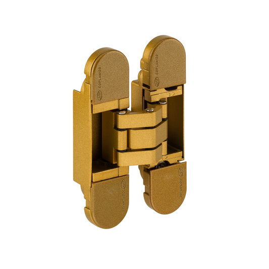 Product image of the IN.05.064.SG 3D Concealed Hinge 120 Gold on a white background.