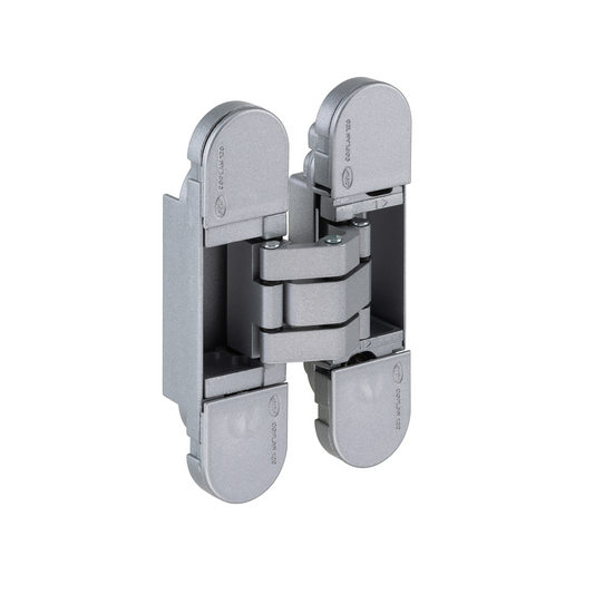 Product image of the IN.05.064 3D Concealed Hinge 120 Grey on a white background.