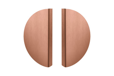 Product picture of the Titanium Copper Half Moon Pull Handle Pair on a white background.