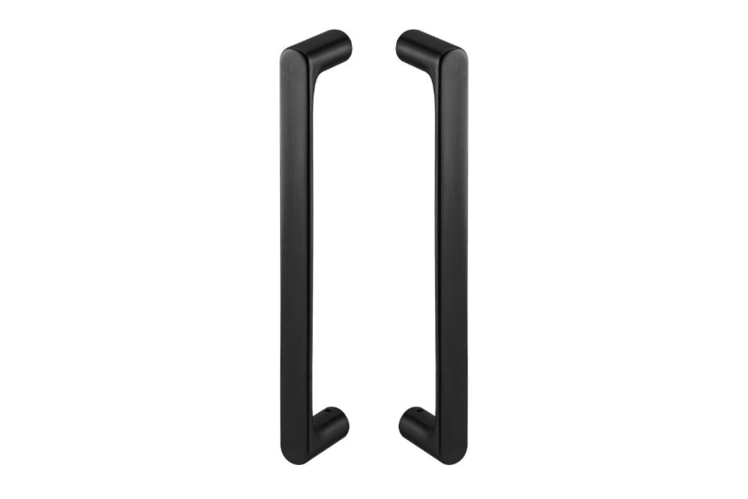 Product image of the Yokohama Matt Black Pull Handles as a pair on a white background.