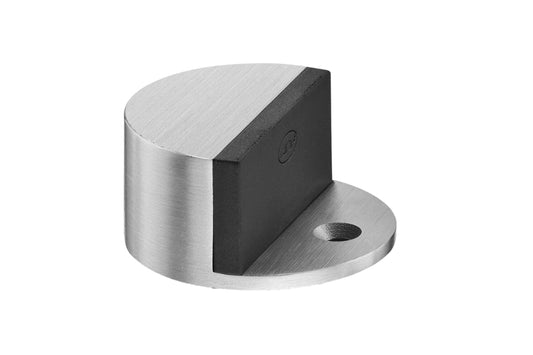 Product picture of the Brushed Chrome Modern Oval Door Stop on a white background.
