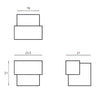 Black line drawing with measurements for the Urban door stop on a white background.
