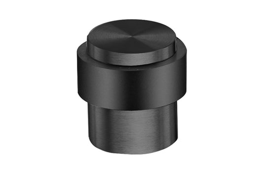 Product picture of the Matt Black Door Stop Round Floor on a white background.