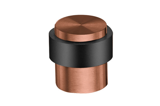 Product picture of the Titanium Copper Door Stop Round Floor on a white background.
