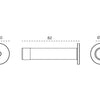 Specification drawing with measurements of the IN.13.123.CB.06 Stainless Steel Round Wall Door Stop on a white background.
