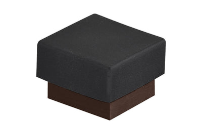 Product picture of the Antique Brass Door Stop Square Floor on a white background.