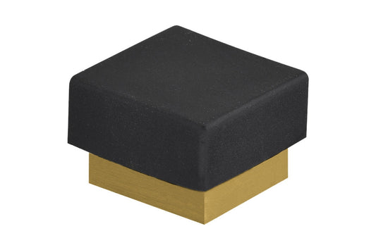 Product picture of the Satin Brass Door Stop Square Floor on a white background.
