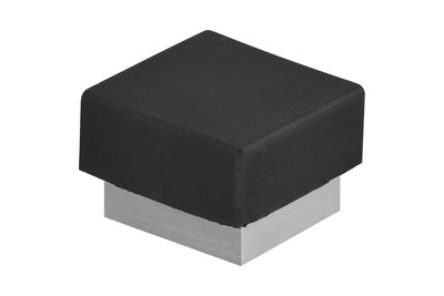 Product picture of the Satin Stainless Steel Square Floor Door Stop on a white background.