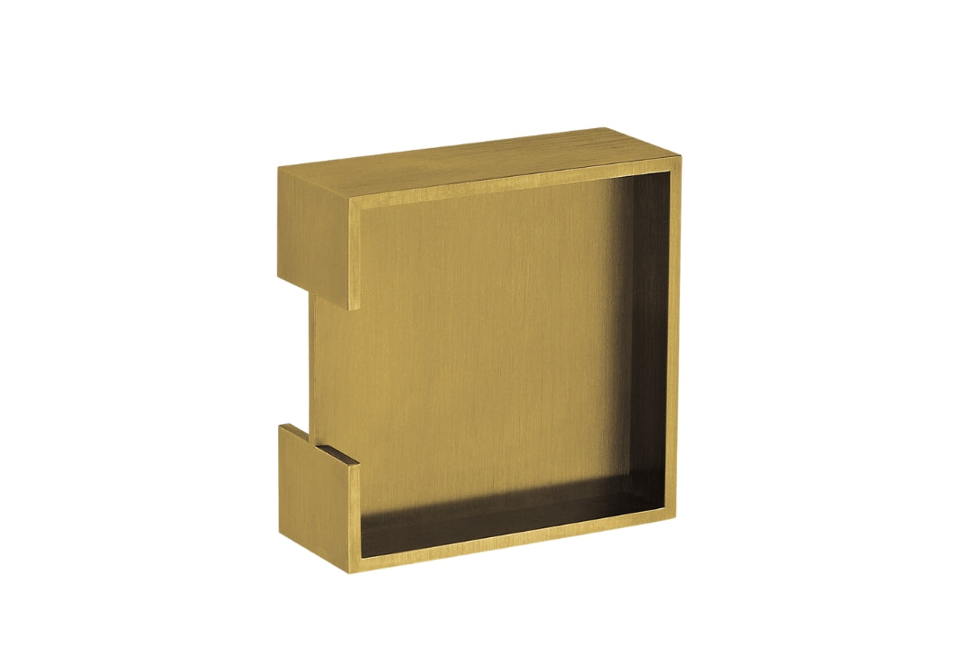 Product image of the Satin Brass Pocket Door Flush Pull 100mm on a white background.