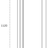 Black architectural line drawing with measurements of the Satin Stainless Pocket Flush Handle 1120mm to suit 35mm doors on a white background.
