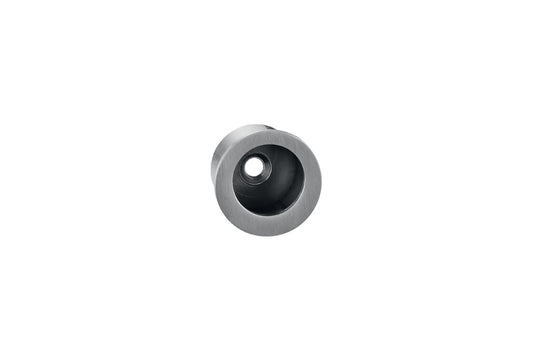 Metallic cylindrical object with a central hole on a white background
