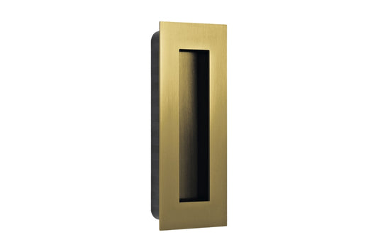 Product image of the Satin Brass Flush Pull 135mm by Architectural Choice.