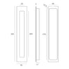 Black specification drawing of the Titanium Copper Flush Pull 300mm by Architectural Choice on a white background.