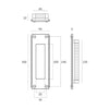 Specification drawing of the Art Deco Flush Pull Handle 160mm — geometric designer handle by Christian Magalhães on a white background.