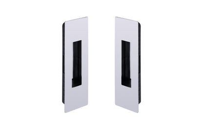 Set of polished flush pulls on a white background.