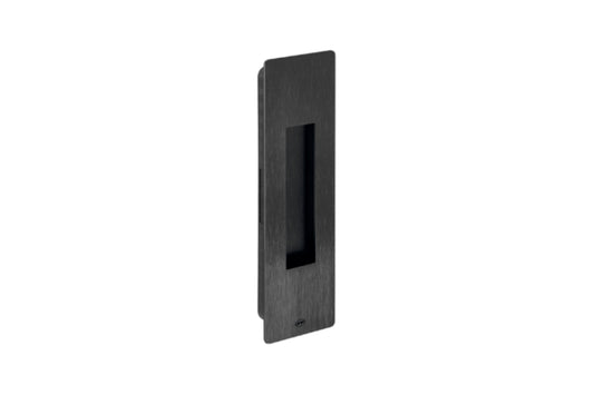 Product picture of the Matt Black Rectangle Flush Pull 210mm on a white background.