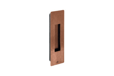 Product picture of the Titanium Copper Rectangle Flush Pull 210mm on a white background.