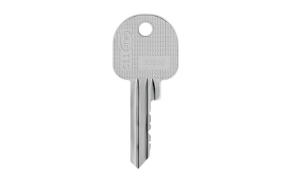 Picture of an S11 Euro Cylinder Key in stainless steel on a white background.