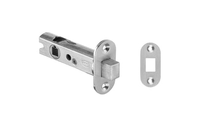 Product image of the Brushed Chrome Privacy Bolt on a white background.