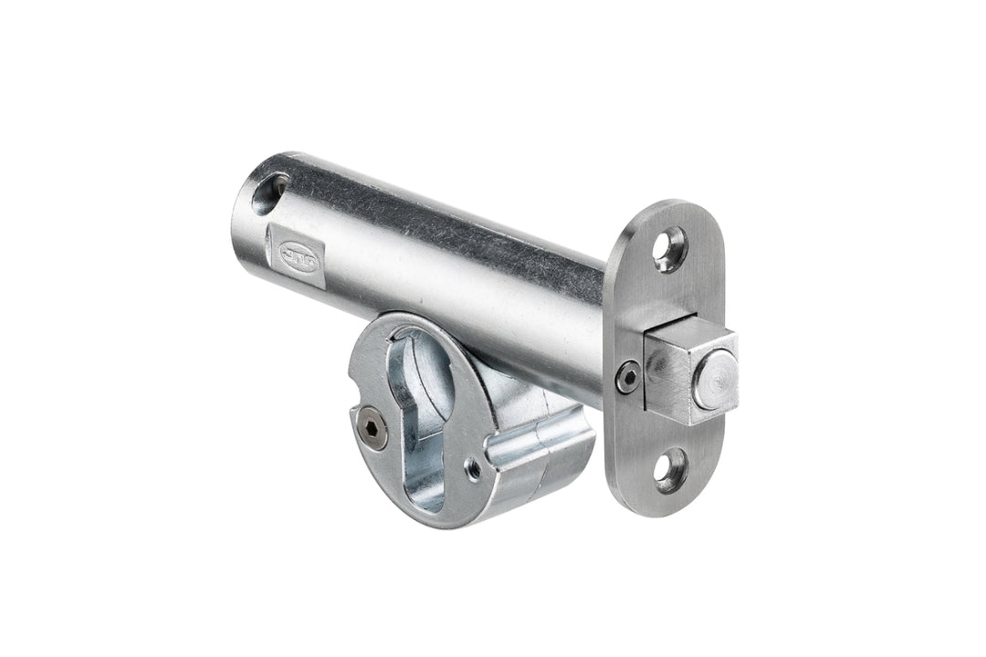 Image of the JNF Euro Deadbolt 50mm Backset Satin Stainless Steel IN.20.154 on a white background.
