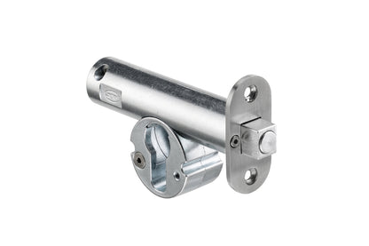 Image of the JNF Euro Deadbolt 50mm Backset Satin Stainless Steel IN.20.154 on a white background.