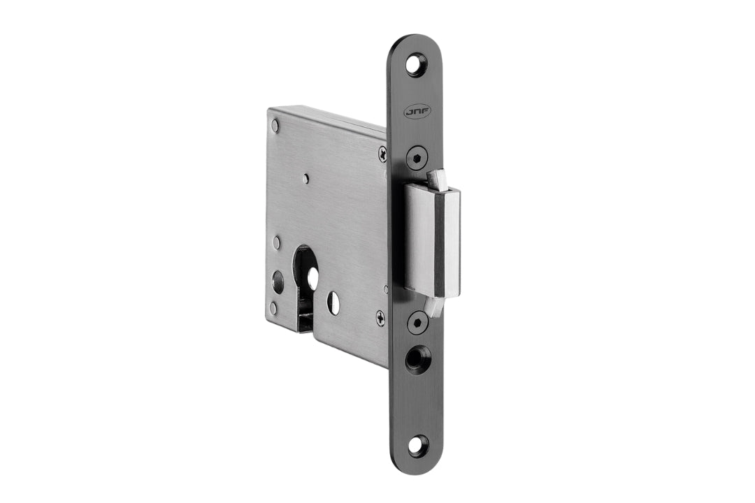 Product image of the Matt Black Sliding Door Lock on a white background.