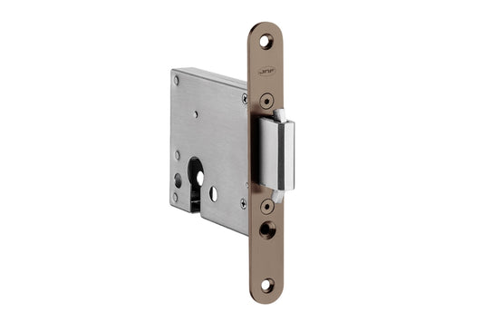 Product image of the Antique Brass Sliding Door Lock on a white background.