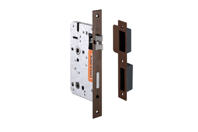 Product picture of the JNF Titanium Chocolate PVD Privacy Mortice Lock 78mm IN.20.896.TCH on a white background.
