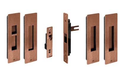 JNF Titanium Copper Pendulum Double Door Privacy Kit with single lever.