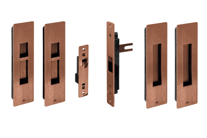 JNF Titanium Copper Pendulum Double Door Privacy Kit with double levers.
