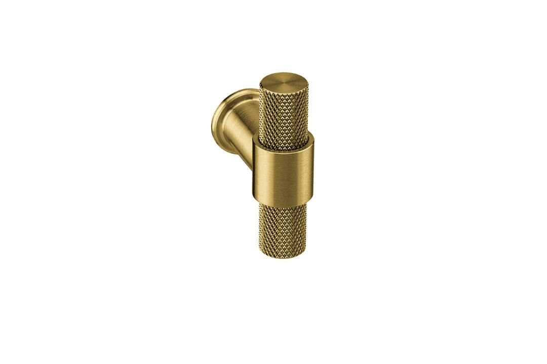 Product picture of the IN.22.152.16.KN.TG Monaco Satin Brass Cabinet T Knob on a white background.