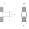 Black architectural line drawing with measurements of the IN.22.152.16.KN.TG Monaco Satin Brass Cabinet T Knob on a white background.