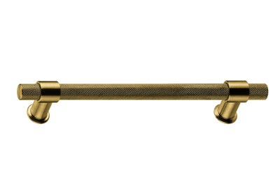 Product picture of the IN.22.153.16.KN.TG Monaco Satin Brass Cabinet Handle on a white background.