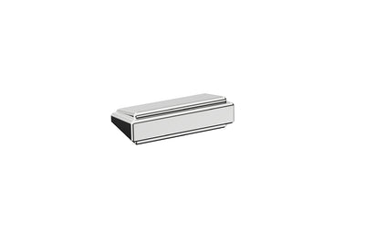 Art Deco Collection 32mm Cabinet Handle in Polished Stainless Steel – luxury geometric design by Christian Magalhães on a white background.