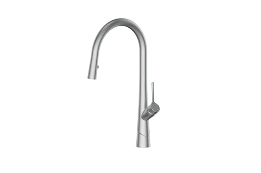 Lustro II Pull-Down Sink Mixer in Brushed Nickel – sleek brushed nickel mixer for architectural spaces