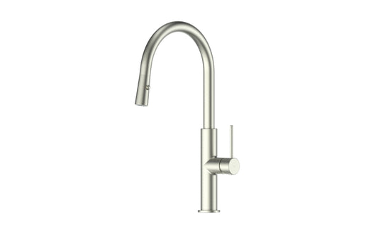 Maci Pull-Down Sink Mixer in Brushed Nickel – brushed nickel pull-down mixer tap for modern kitchens