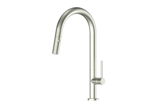 Tesora Pull-Down Sink Mixer in Brushed Nickel – modern brushed nickel sink mixer for luxury interiors