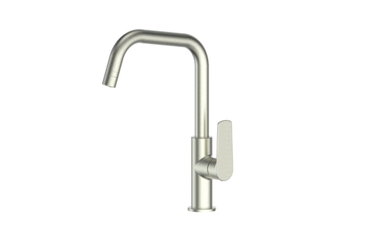 Novi Gooseneck Sink Mixer in Brushed Nickel – swivel spout kitchen mixer for architectural kitchens
