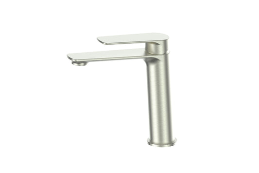 Novi Mid Basin Mixer in Brushed Nickel – brushed nickel basin mixer for contemporary bathroom design