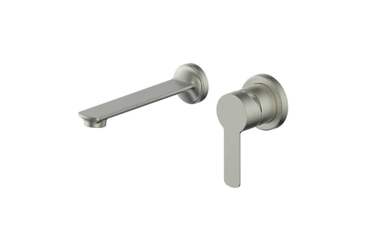Astro II Wall Basin Mixer in Brushed Nickel – brushed nickel wall-mounted basin mixer for modern interiors