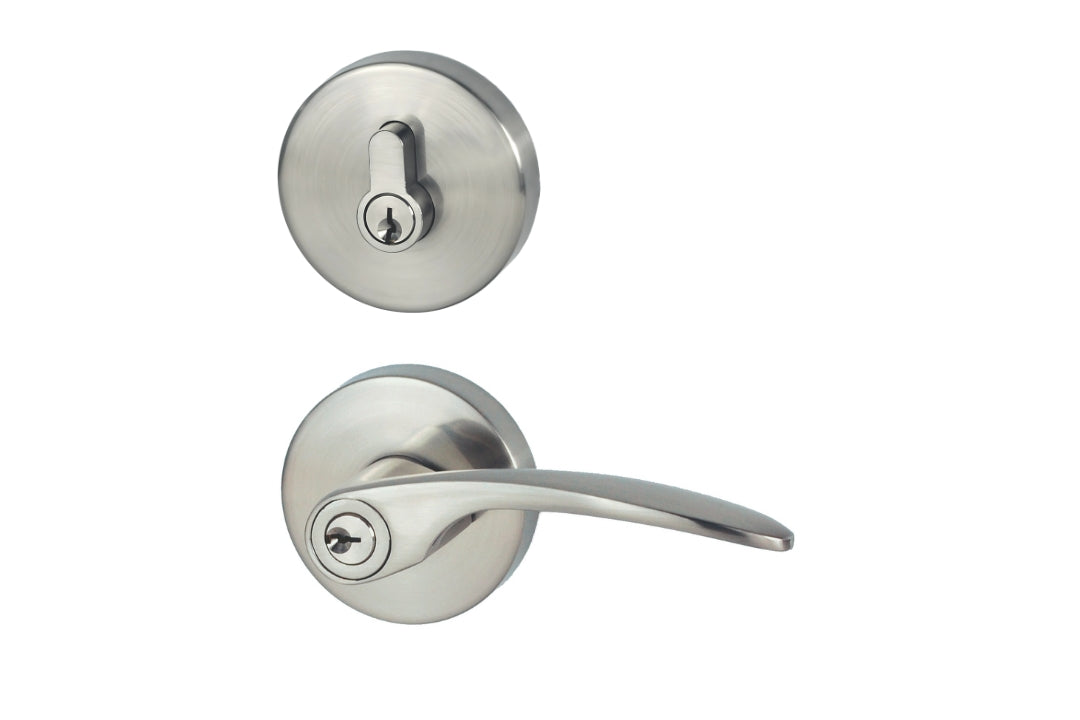 Image of the Nidus Collins Door Brushed Nickel Combo Entrance Set.