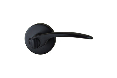 Picture of the Nidus Collins Door Matt Black Lever Round Privacy Set.