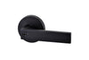 Product image of the Matt Black Nidus Lonsdale Lever on Round Rose Entrance Set on a white background.