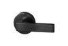 Image of the Matt Black Nidus Lonsdale Door Lever Round Passage Set on a white background.