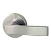 Image of the Brushed Nickel Nidus Lonsdale Door Lever Round Passage Set on a white background.