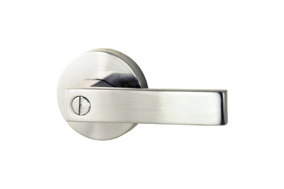 Image of the Chrome Plate Nidus Lonsdale Round Door Handle Privacy Set on a white background.