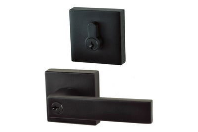 Product picture of the Matt Black Nidus Lonsdale Door Lever Square Combo Entrance Set