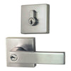 Product picture of the Brushed Nickel Nidus Lonsdale Door Lever Square Combo Entrance Set