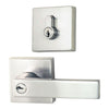 Product picture of the Chrome Plate Nidus Lonsdale Door Lever Square Combo Entrance Set