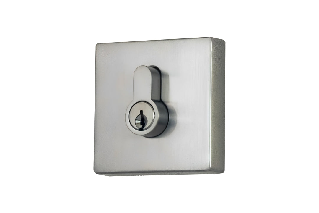 Product picture of the Brushed Nickel Nidus Lonsdale Square Eurobolt Double Cylinder 63x63mm.